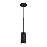 Modern One-Light Adjustable Perforated Cylindrical Metal Shade, Black Finish Mini Pendant Light Fixture - 14W - 1200 Lumens - Black Finish