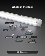 Comes with surface mount kit, V-hooks, and waterproof joint.