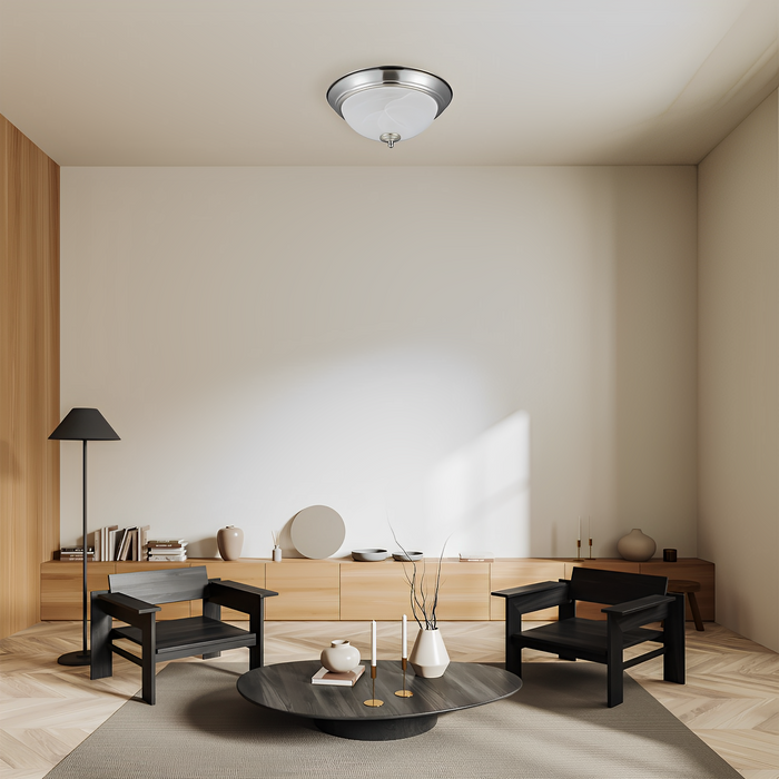 11" Satin Nickel & Frosted Round LED Ceiling Light, 1012D Series