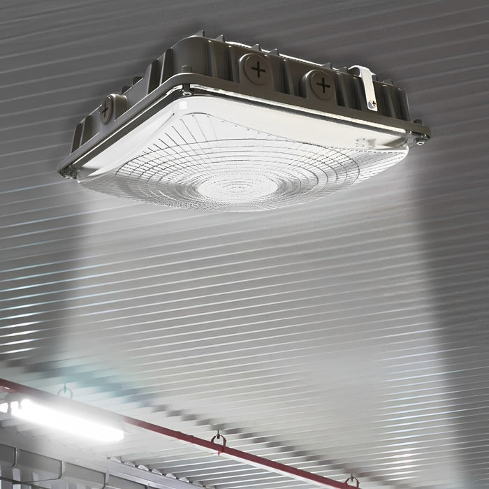 Dark Bronze LED Canopy Light, 63W/45W/30W, Selectable Wattage & CCT, 8500 Lumens