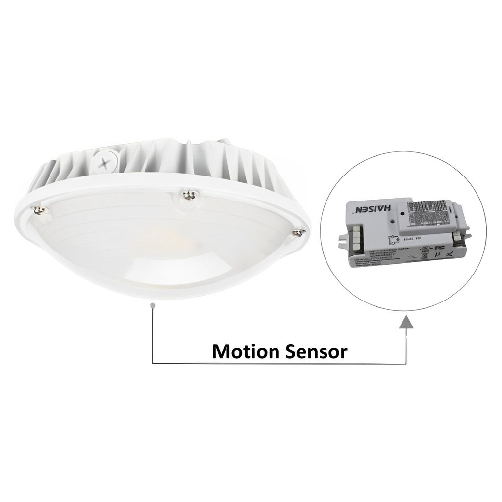 LED Canopy Light with Motion Sensor Receptacle, 60W/40W/30W, Selectable Wattage, 10800 Lumens