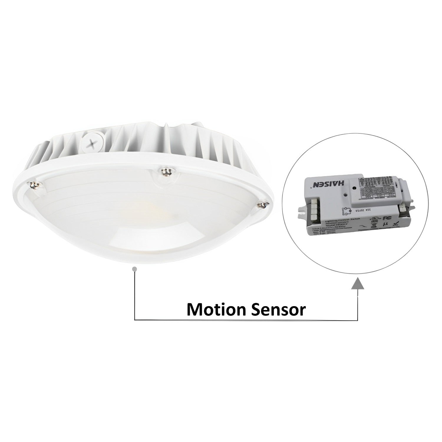 LED Canopy Light with Motion Sensor Receptacle, 60W/40W/30W, Selectable Wattage, 10800 Lumens