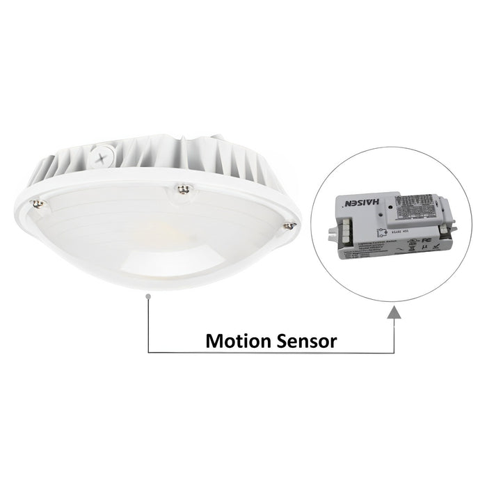 LED Canopy Light with Motion Sensor Receptacle, 60W/40W/30W, Selectable Wattage, 10800 Lumens