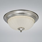 15" Satin Nickel & Frosted Glass Round LED Ceiling Light, 1018D Series