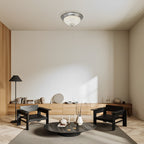15" Satin Nickel & Frosted Glass Round LED Ceiling Light, 1018D Series