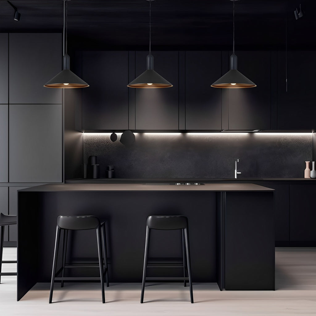 13 3/4" Black Cone LED Mini Pendant Light, P209D Series