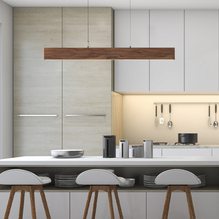 Walnut linear pendant in kitchen application