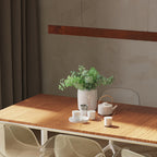 Walnut long linear pendant over table, alternate application