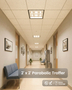 2x2 T8 LED Ready Parabolic Troffer, 4 Lamp, Non-Shunted, Single Ended