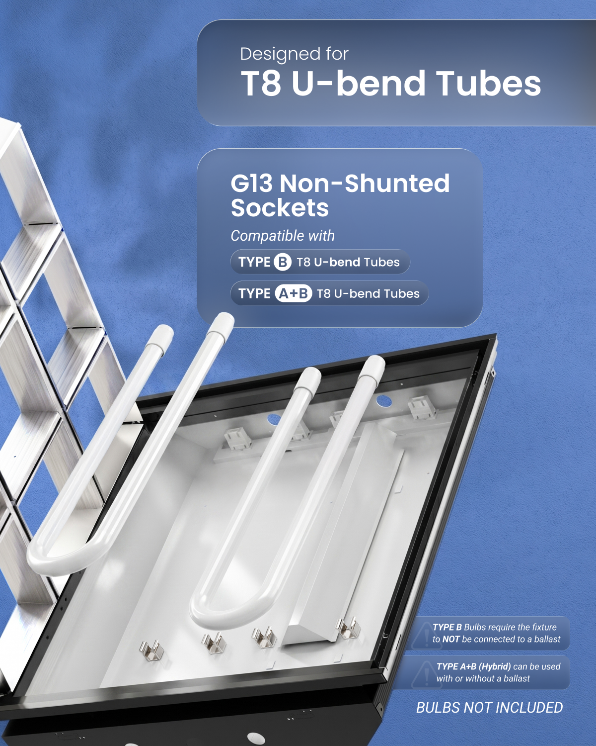 2x2 T8 LED Ready Parabolic Troffer, 4 Lamp, Non-Shunted, Single Ended