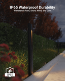 Path lights on a rainy night highlights their IP65 Waterproof Durability against rain, snow, wind and dust