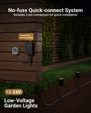 Low voltage in-ground garden lights include 2-pin connectors for quick and easy installation.