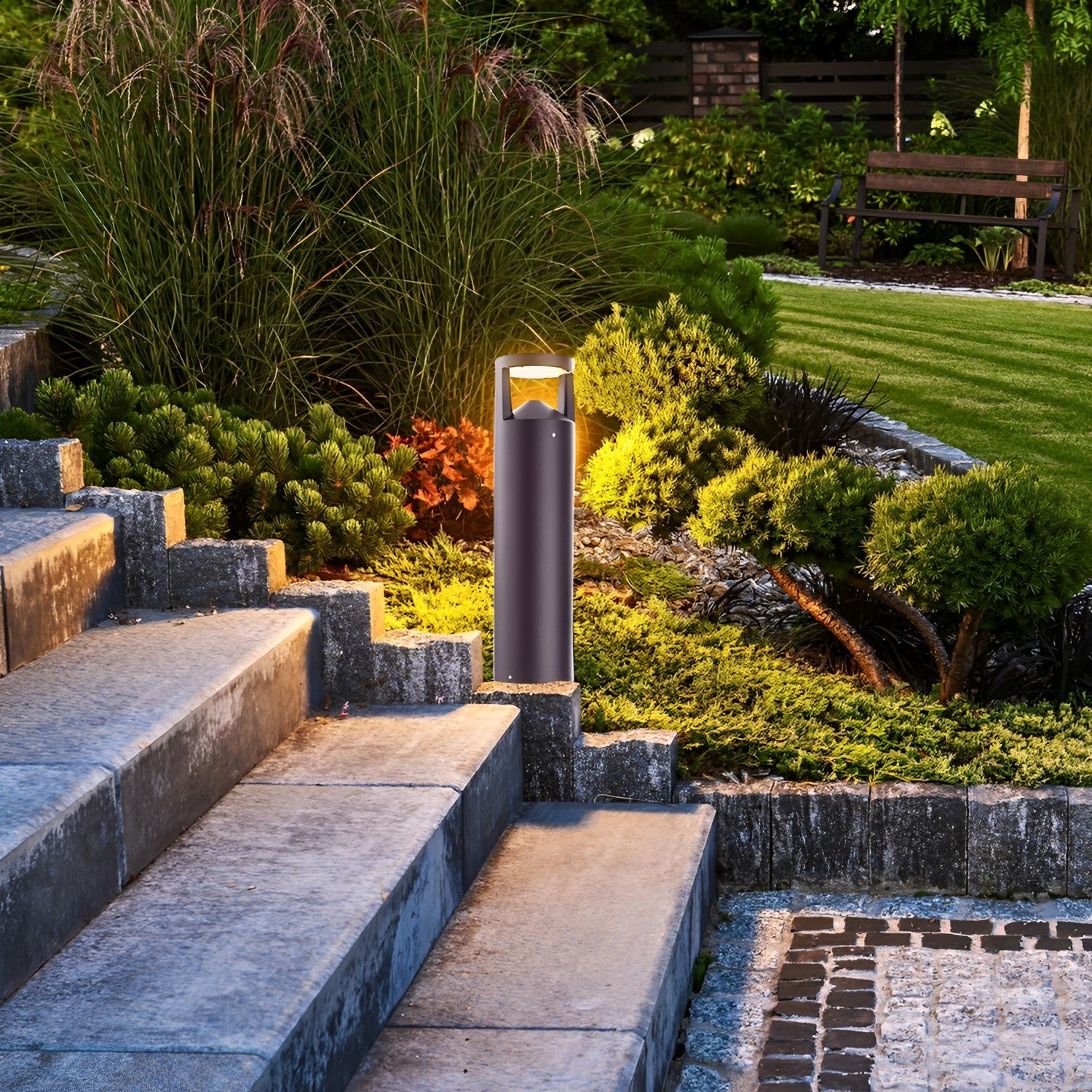 LED Round Bollard Light, Bronze, 24W, Selectable CCT, 3100 Lumens