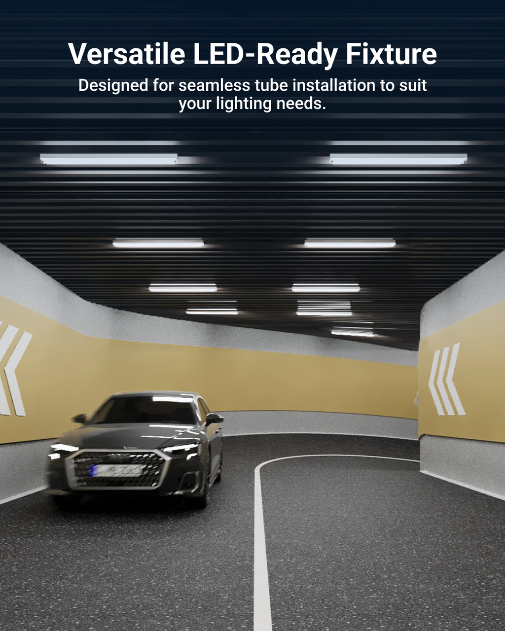 The wraparound provides bright, uniform lighting for spacious areas.