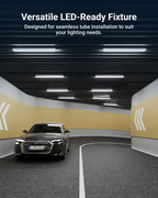 The wraparound provides bright, uniform lighting for spacious areas.