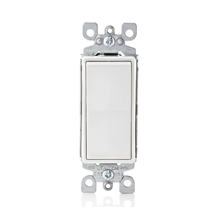 Leviton 5603-2W 15 Amp, 120/277 Volt, Decora Rocker 3-Way AC Quiet Switch, Residential Grade, Grounding, White