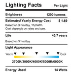 Recessed LED Lighting, 6 Inch, Slim, Baffle Trim, Selectable CCT, 1200 Lumens