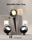 Sunco matte black outdoor orb spotlight is 12 inches tall and has selectable color temperature. Choose between 2700K, 4000K and 5000K.