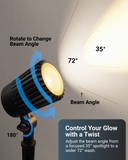 The rotating head on this low voltage spotlight offers full control over your beam direction, while the optimized beam angle casts smooth, even illumination across your outdoor features.