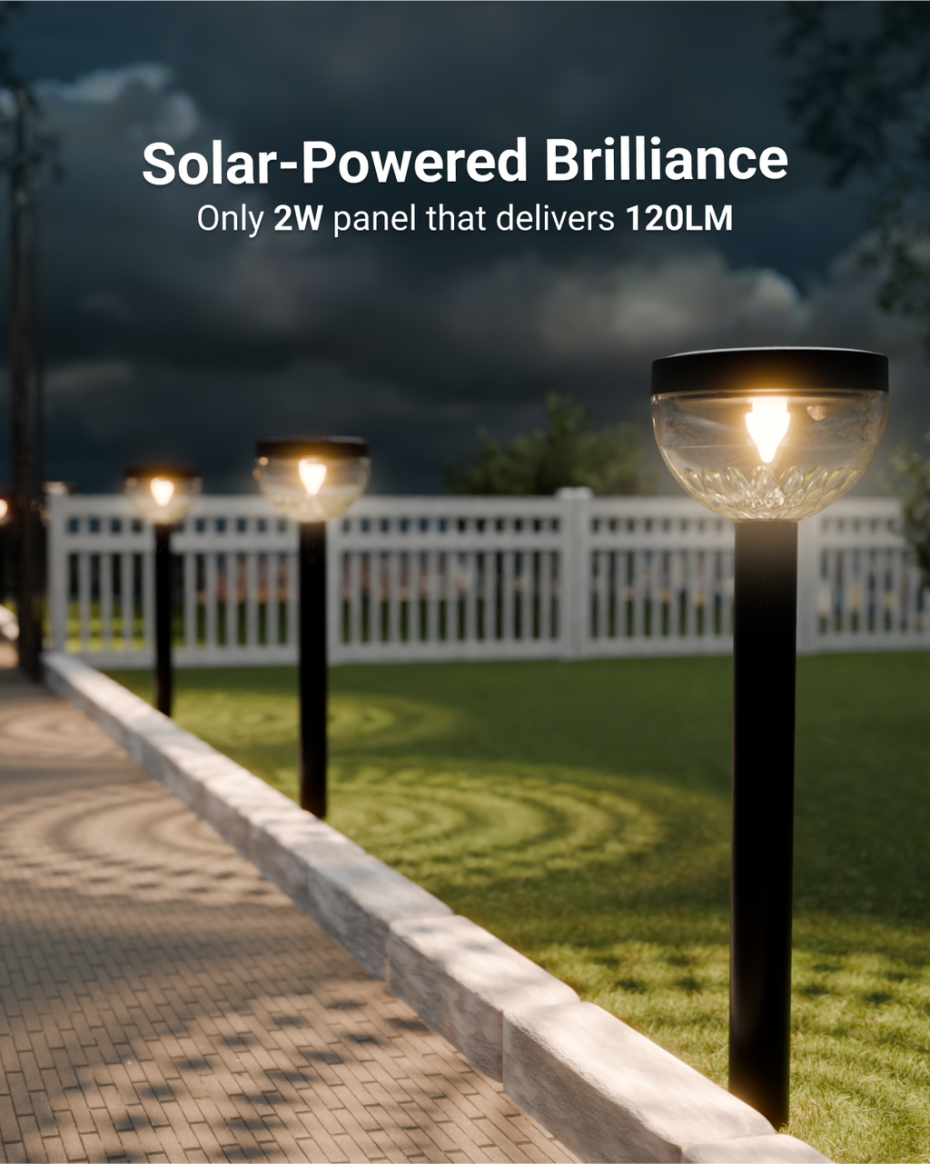 Solar Garden LED Path Lights, Round, Bloom, Dusk to Dawn Photocell