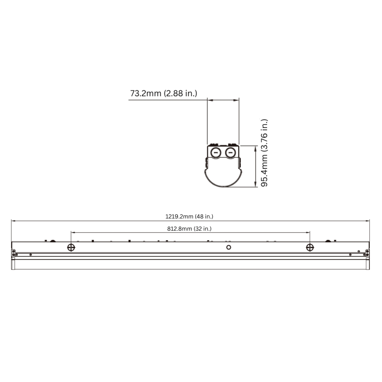 4ft LED Strip Light Fixture, 23W, 3000 Lumens