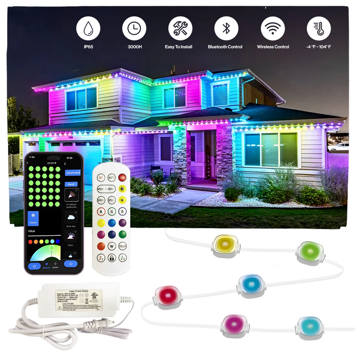 Permanent LED RGB Outdoor Light, Linkable, Bluetooth & Wi-Fi Compatible