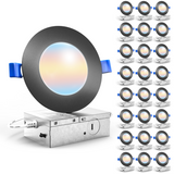 Recessed LED Lighting, 4 Inch, Slim, Wafer Thin, Black Trim, Selectable CCT, 700 Lumens