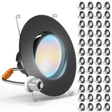 Recessed LED Retrofit Lighting, 5/6 Inch, Gimbal, Selectable CCT, 800 Lumens (Black Trim)