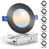 Recessed LED Lighting, 4 Inch, Slim, Wafer Thin, Black Trim, Selectable CCT, 700 Lumens