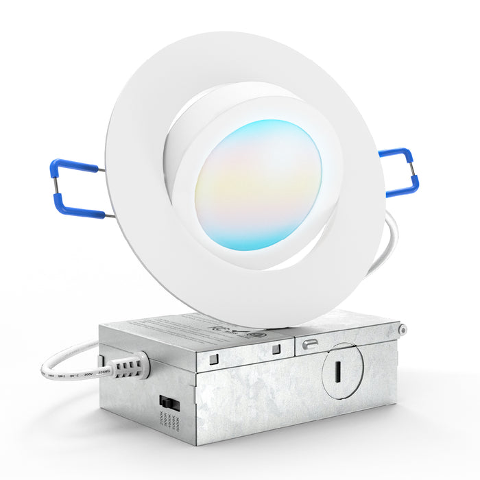 Recessed LED Lighting, 4 Inch, Slim Gimbal, Selectable CCT, 750 Lumens