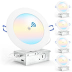 Recessed LED Lighting, 6 Inch, Motion Activated, Slim, Wafer Think, Smooth Trim, Selectable CCT, 1000 Lumens