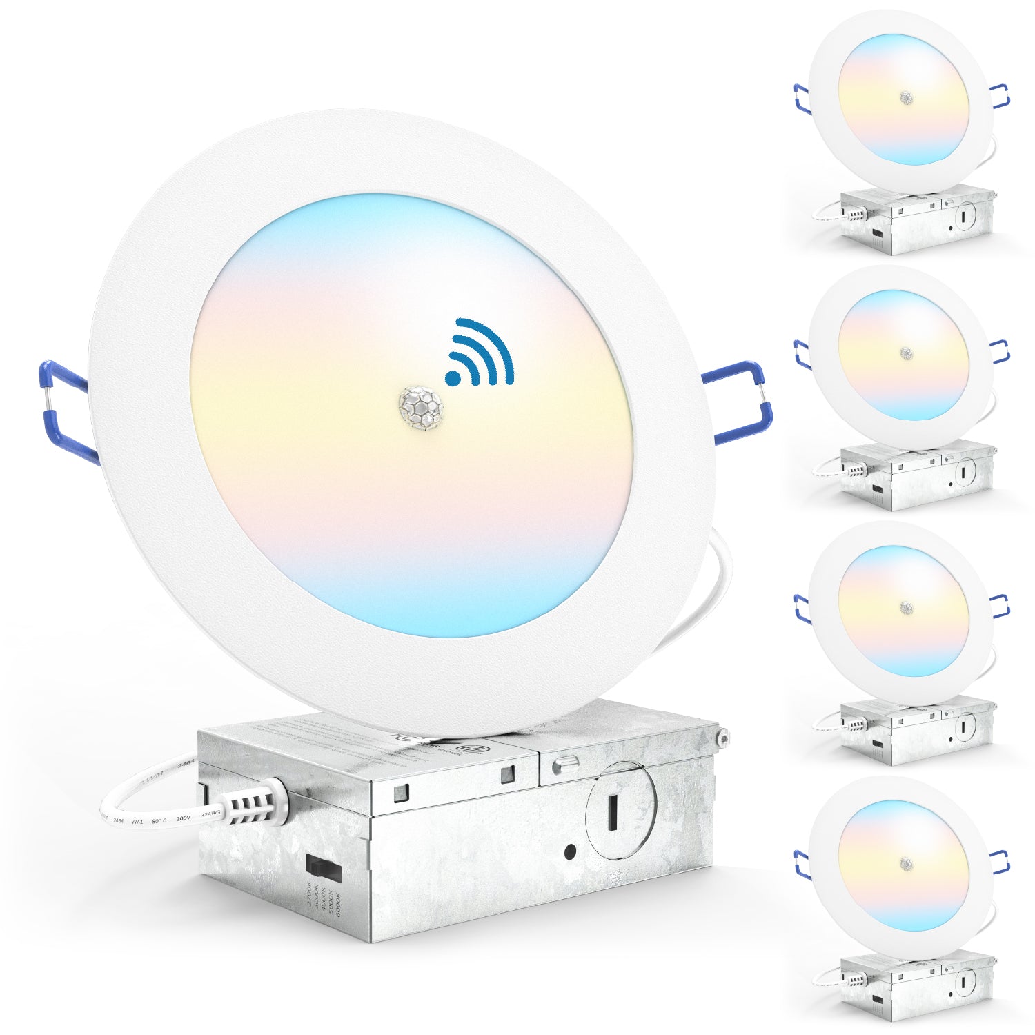 Recessed LED Lighting, 6 Inch, Motion Activated, Slim, Wafer Think, Smooth Trim, Selectable CCT, 1000 Lumens