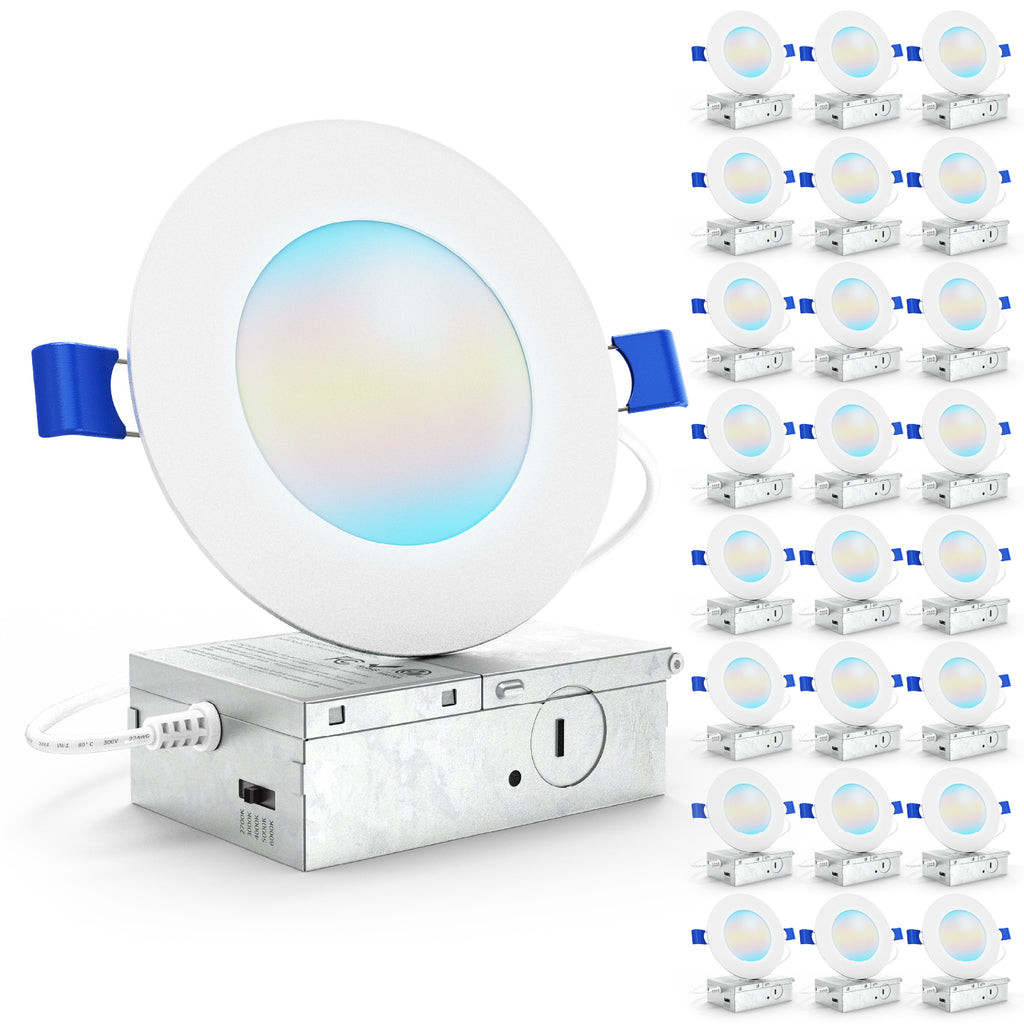 Recessed LED Lighting, 4 Inch, Slim, Selectable CCT, 650 Lumens