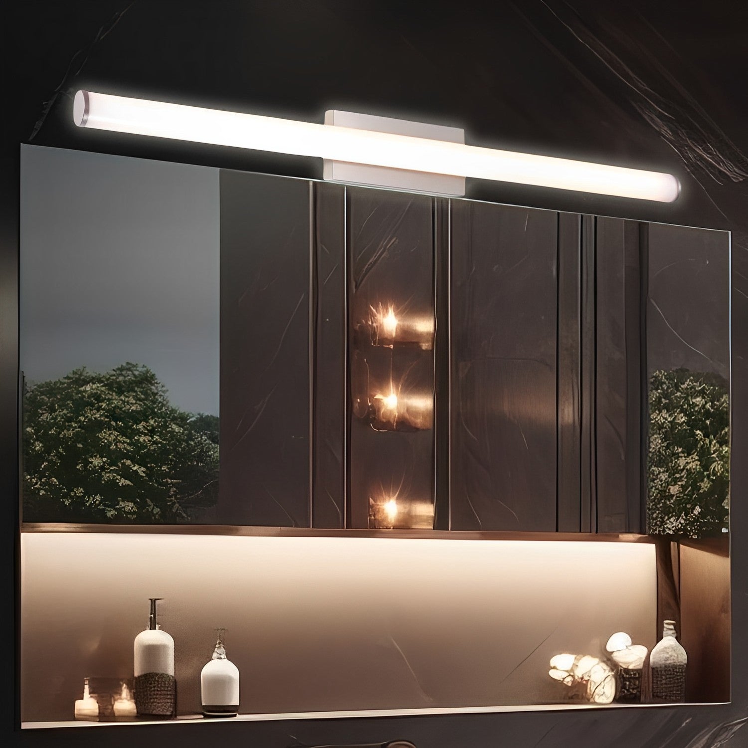 LED Satin Nickel Vanity Light, Bar, Selectable CCT