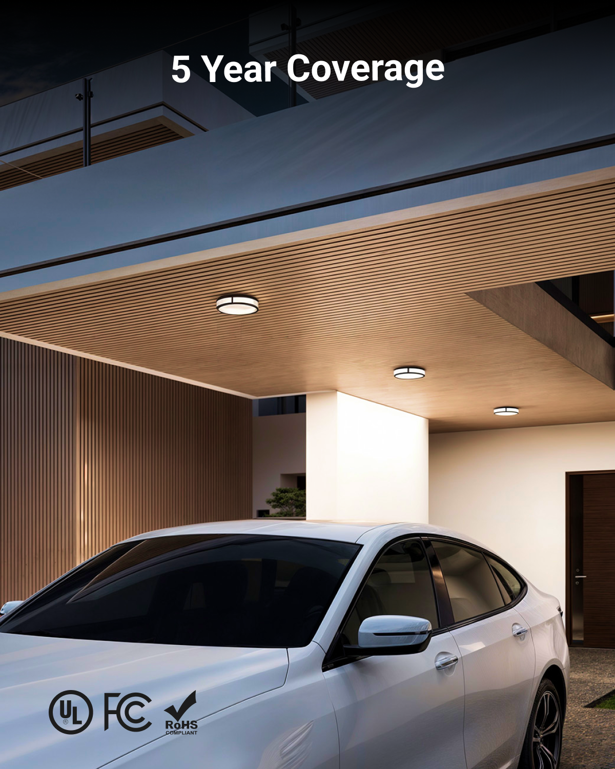 12 Inch Round LED Ceiling Light, Daylight & Motion Activated, Selectable CCT, 1500 Lumens