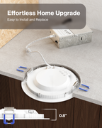 Recessed LED Lighting, 6 Inch, Motion Activated, Slim, Wafer Think, Smooth Trim, Selectable CCT, 1000 Lumens