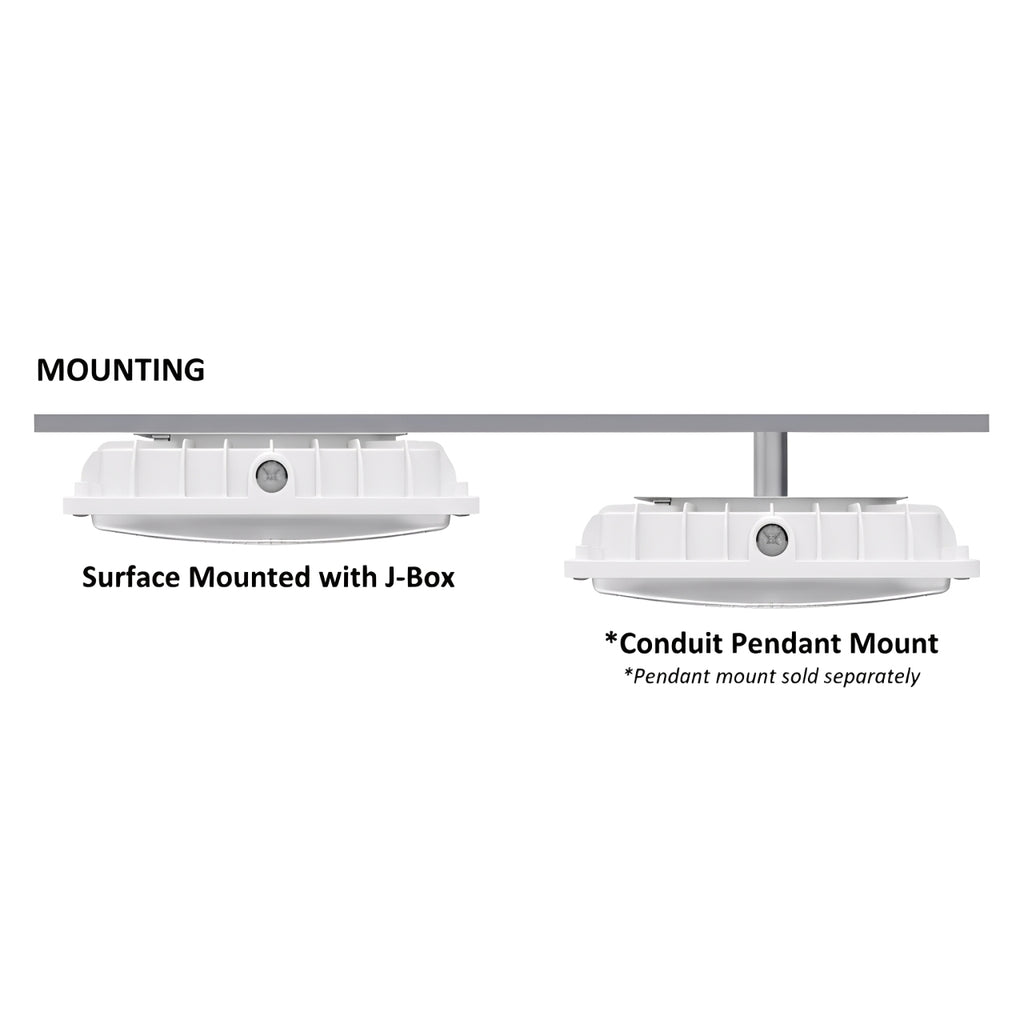LED Canopy Light, 60W/46W/35W/24W, White, Selectable Wattage & CCT, 8400 Lumens