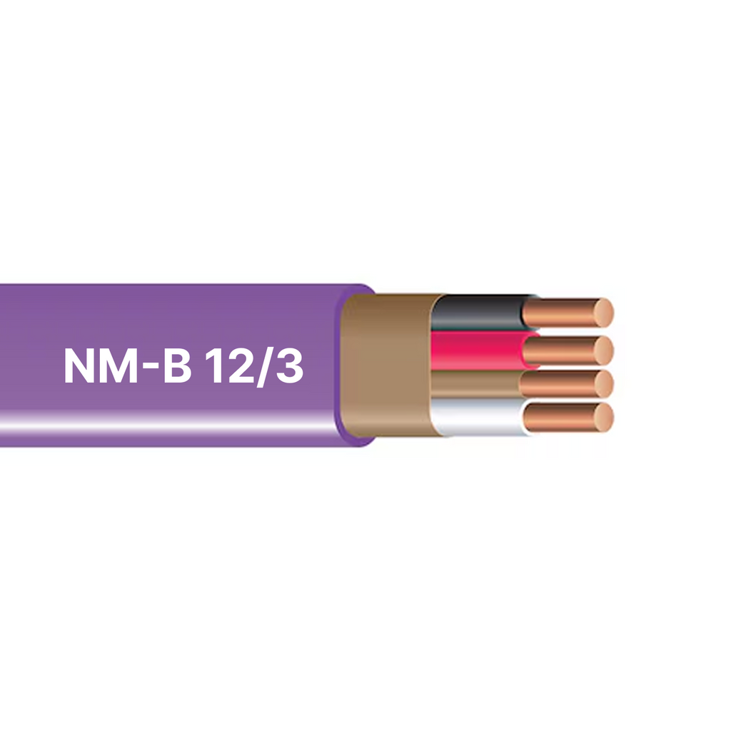 250ft Roll 12/3 NM-B Gauge Indoor Electrical Purple Copper Wire Ground Cable
