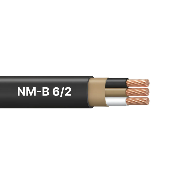 125ft Roll 6/2 NM-B Gauge Indoor Electrical Black Copper Wire Ground Cable