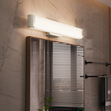Sunco LED rectangular nickel vanity light adds a modern, sleek look to any bathroom.