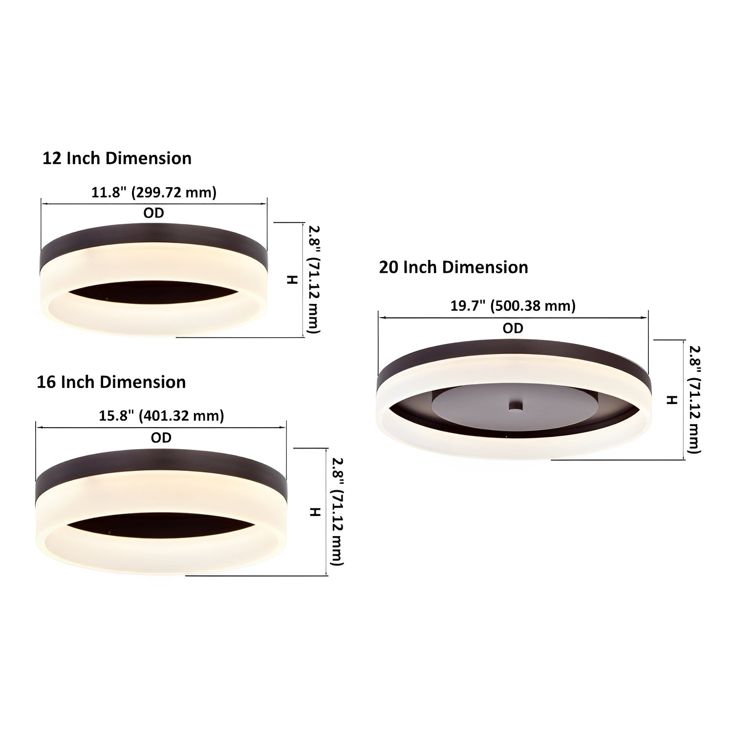 12 inch Round Oil Rubbed Bronze Ceiling Light, C1112 Series