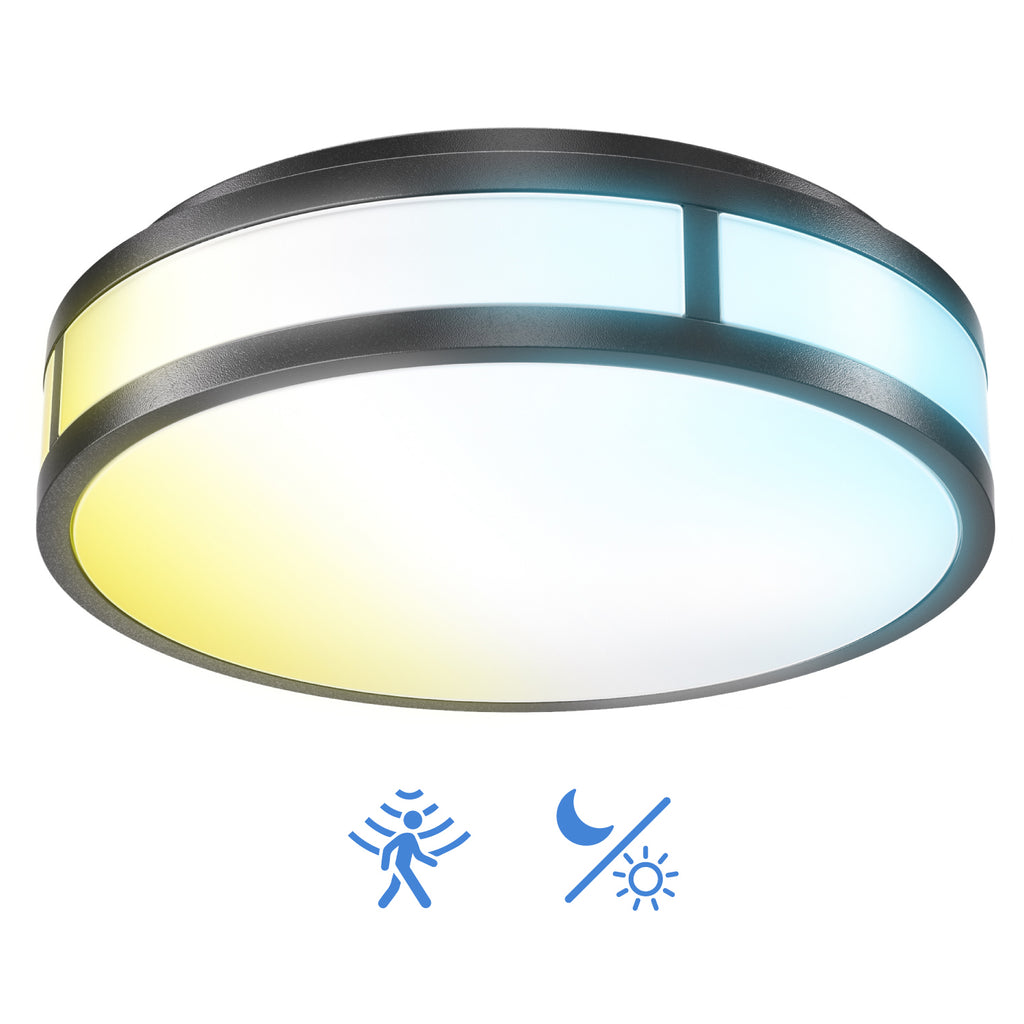 12 Inch Round LED Ceiling Light, Daylight & Motion Activated, Selectable CCT, 1500 Lumens