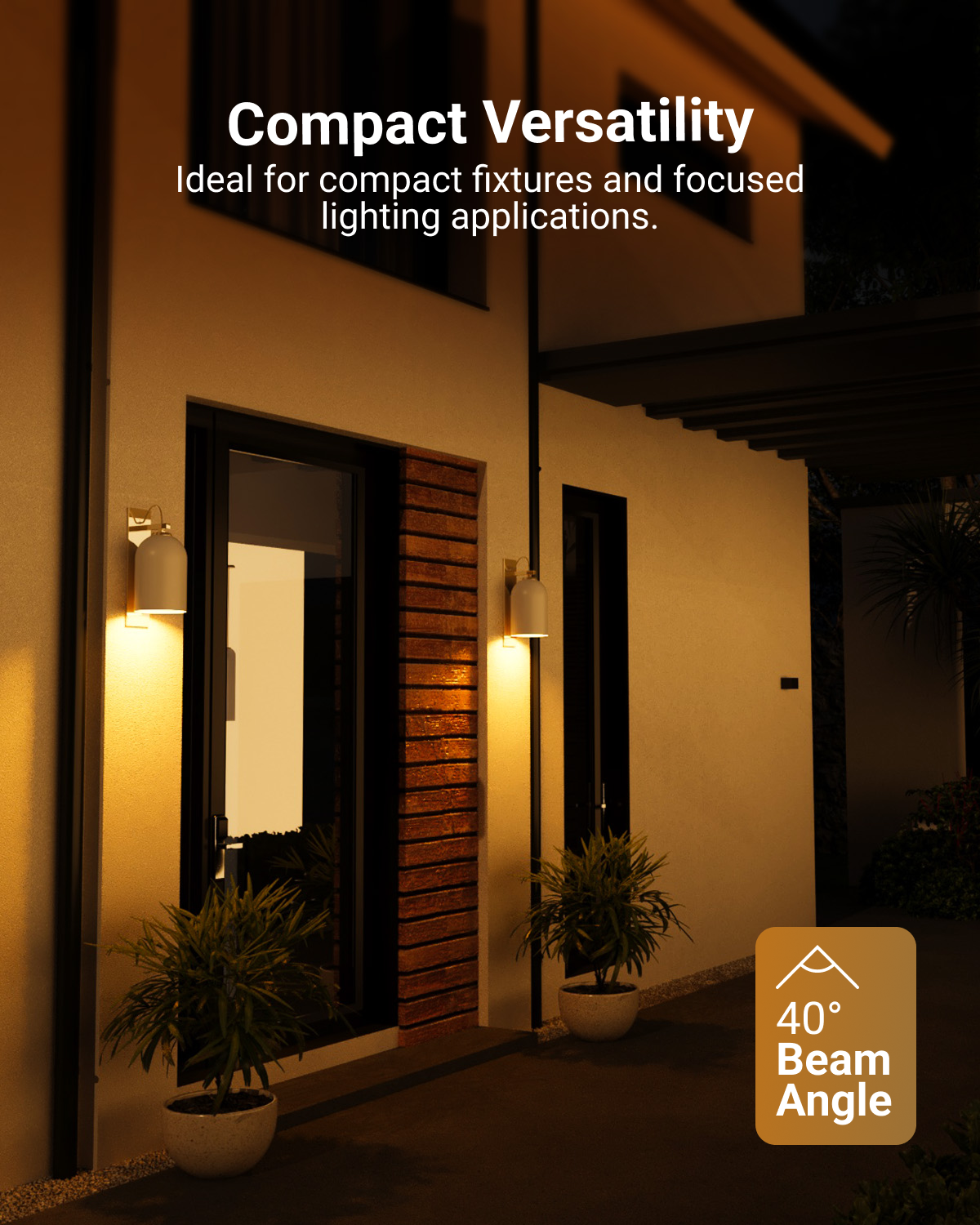Install in driveways, porches, decks, covered patios, or in wall lanterns next to doorways.