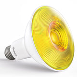 Sunco's PAR30 LED Amber Yellow Light Bulb produces a warm yellow glow that keeps pesky bugs away when the sun goes down.