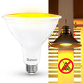 Sunco's PAR38 LED Amber Yellow Light Bulb produces a warm yellow glow that keeps pesky bugs away when the sun goes down.