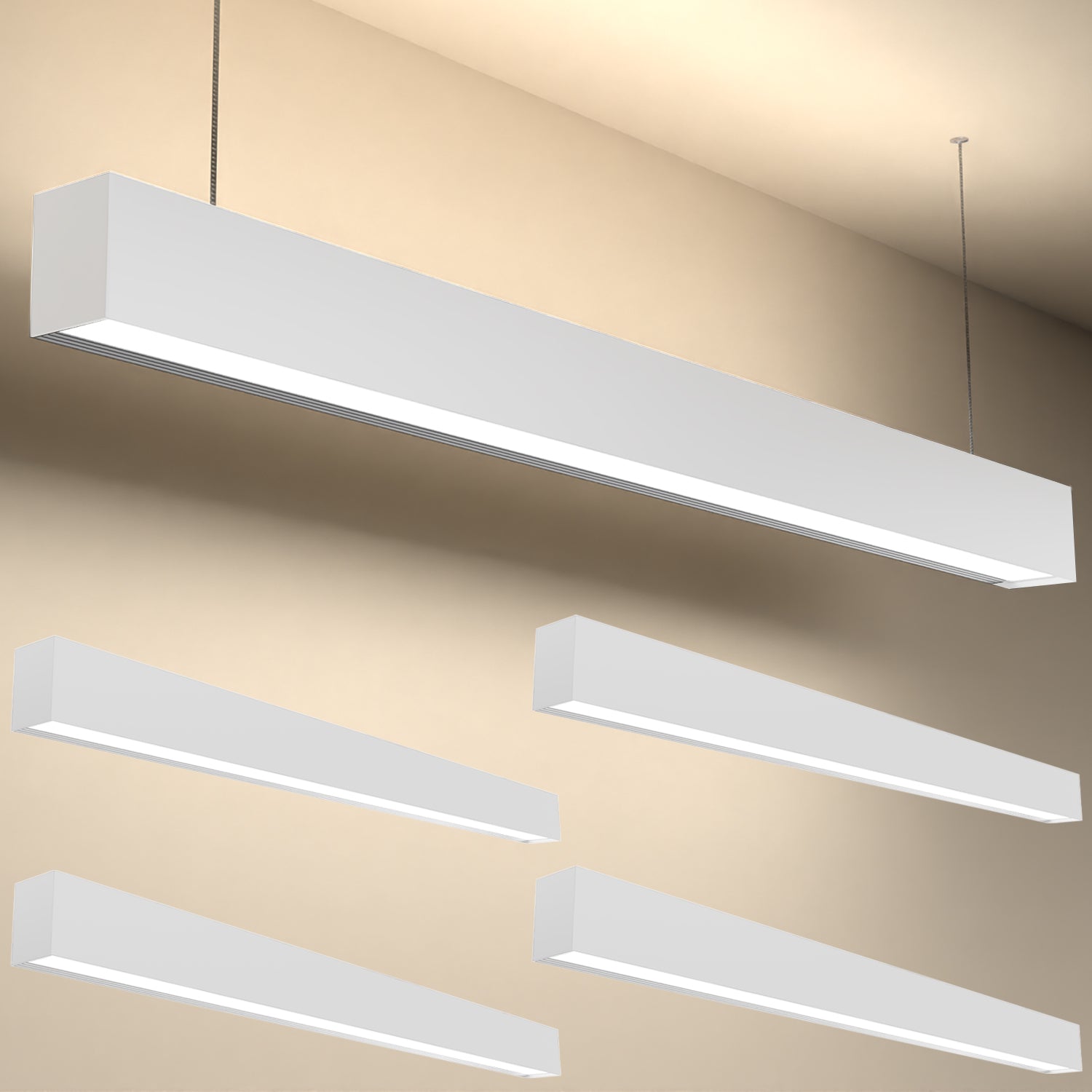 4ft LED Linear Pendant Up/Down Light, White, 57W, 6300 Lumens