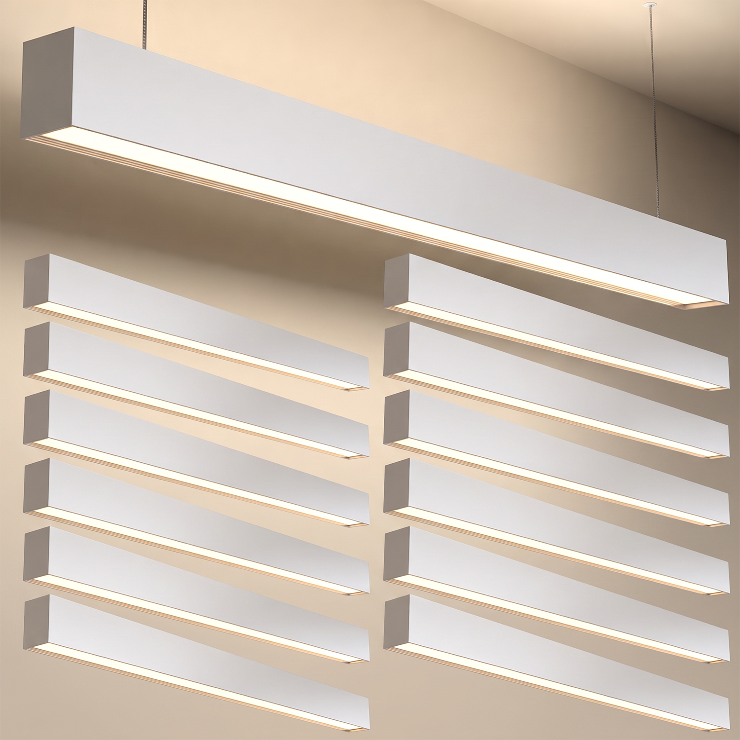 4ft LED Linear Pendant Selectable Up/Down Light, White, 57W, 6300 Lumens