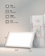 LED Ceiling Panel Light, 20W/18W/16W, 1x2, Selectable CCT, 2000 Lumens