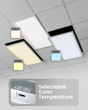 LED Ceiling Panel Light with Emergency Battery, 50W/40W/30W, 2x4, Selectable CCT & Wattage, 6400 Lumens