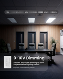 LED Ceiling Panel Light with Emergency Battery, 50W/40W/30W, 2x4, Selectable CCT & Wattage, 6400 Lumens